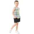 thumbnail image 4 of Plaids with Green Blue Gray Color Vest Undershirt Tank Top Sleeveless Quick Dry M, 4 of 7