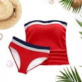 thumbnail image 5 of Roncen Women's Bandeau Swimsuits Strapless Tummy Control Color Block Tankini Sets, 5 of 5
