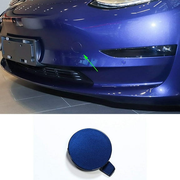 Tesla Model 3 Front Bumper Tow Hook Cover Cap, Deep Blue Metallic