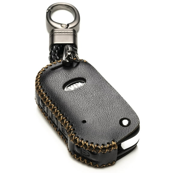 Vitodeco Genuine Leather Smart Flip Key Fob Remote Case with Key Holder Compatible for KIA Sportage, KIA Forte - 4-Button, Black
