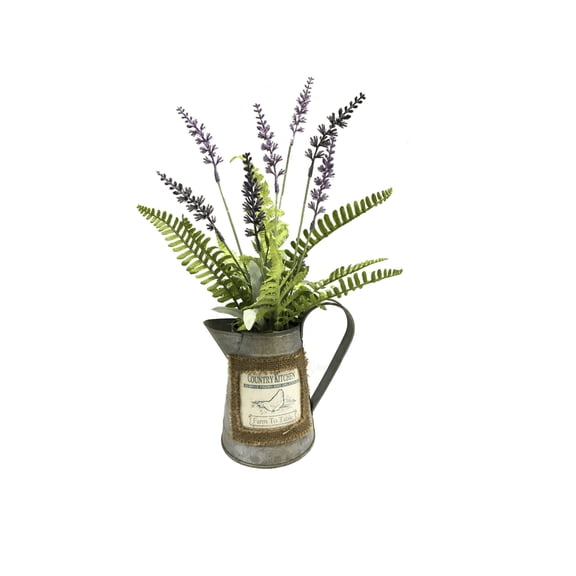Vickerman 16" Artificial Green Fern in Rustic Tin.