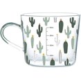 thumbnail image 1 of Taza de desayuno de vidrio transparente con asa, taza de leche de 15 onzas, lindo patrón de cactus, 1 of 4