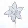 thumbnail image 1 of Kurt Adler White Poinsettia With Silverer Beading, 1 of 1
