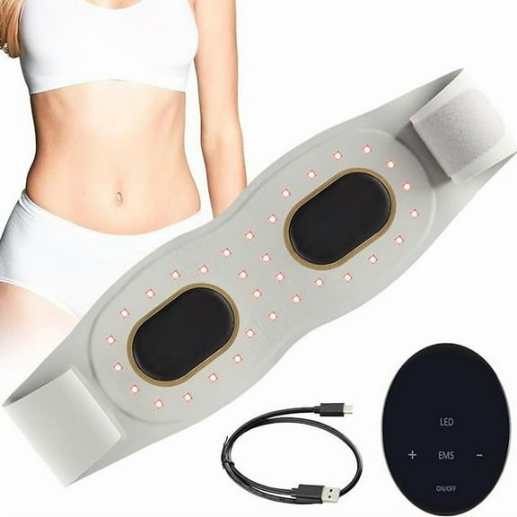 Rechargeable Heated Wellness Wrap with Red Light and Rhythmic Massage Sensation, Portable Comfort Belt for Soothing Abdominal and Back Relaxation, Hands-Free Design