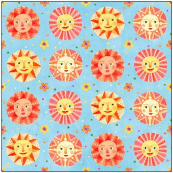Wonderlust Suns Blue Cotton Fabric