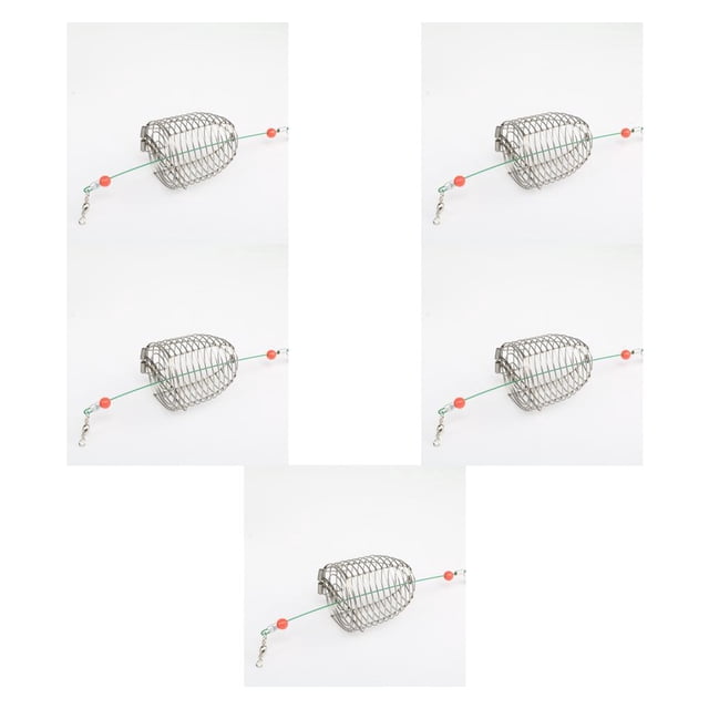 Greeniant Jaula de cebo de pesca pequeña, señuelo de acero inoxidable, método de alimentación de alimentos cónicos, alimentador, soporte de Type5 NO5