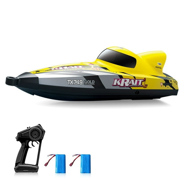 Zootealy High-Speed Racing Boat TX749 with Brushless 1806 Motor - Yellow Color, 2.4GHz Remote Control, 25km/h Top Speed, Waterproof Servo - Ideal for Racing Enthusiasts