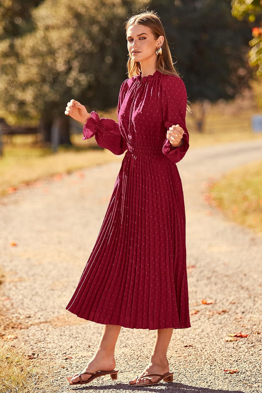 casual burgundy maxi dress Mac Duggal 55249 main image 1