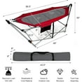 thumbnail image 2 of YANG2 Portable Folding Hammock, Lounge Camping Bed with Hammock Stand, Indoor & Outdoor Hammocks w/Side Pocket, Anti-tip Buckles & Iron Stand for Camping Outdoor Patio Yard Beach (Red), 2 of 9