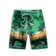 thumbnail image 4 of IROINNID Surf Shorts for Men Hawaiian Shorts Elastic Waist Drawstring Pocket Slim Fit Capri Beach Pants Home Holiday Surfing Pants Shorts,Green, 4 of 5