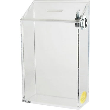 My Charity Boxes - Acrylic Box - Donation Box - Suggestion Box - Charity Box - Tip Container Cover Opens to Side Sliding