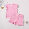 thumbnail image 2 of TOWED22 Toddler Infant Lovely Outfits 2pcs Tank Shirts Sleeveless Shorts Cute Summer Clothing Sets Sweet with Pockets(Pink,2-3 Y), 2 of 9