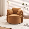 thumbnail image 2 of PAPROOS Swivel Barrel Accent Chair, 360° Swivel Chairs with Storage and Removable Throw Pillow, Single Sofa Armchair Comfy Round Sofa Chair for Living Room Bedroom, Teddy Khaki, 2 of 11