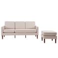 thumbnail image 2 of Modular Sectional Sofa with Fabric Armrest, Sectional Couch Set, Modern L-Shaped Upholstered Sofa with Moveable Stool, Beige, 2 of 7