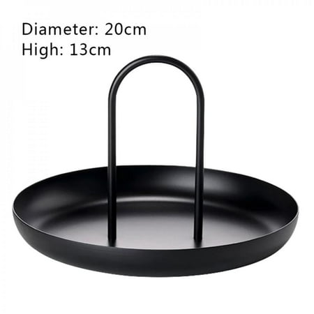 

Round Desktop Storage Tray Plastic Round Jewelry Trays Living Room Kitchen Table Meal Snack Tray Plate with Handle Home Decor