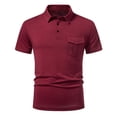 thumbnail image 4 of FRSASU Men's Polo Shirts Short Sleeve Casual Classic Solid Summer Collared Golf Shirts with Pocket Wine, 4 of 9