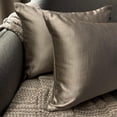 thumbnail image 5 of The HomeCentric Decorative Lumbar Pillow Cover Taupe Pack Of 2, 12"x26" (30x65 cm) Satin Solid Oblong Pillow Cover, Modern Cushion Cover Style - Taupe Gray Slub Satin, 5 of 14