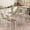 White Tube + Wood Grain, variant on 5 PCS Dining Set Wood Metal 30" Table & 4 Wooden Seat Chairs, Modern Angled Corner Design, Compact Dinner Set for Small Spaces, Apartment, White & Wood Grain Color