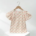 thumbnail image 3 of PINQI Kids Soft Blouse Children Crewneck Short Sleeve Clothes Toddler Baby Girls Short Bubble Sleeve Floral T Shirt Blouse Tops Summer, 3 of 3