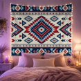 thumbnail image 2 of Symmetrical Diamond Medallion Set Against Off-White, Majestic Boho for Wall Art Lovers, Southwestern Home Decor, Birthday Gift, Tapestry Wall Hanging for Bedroom and Living Room, 2 of 7
