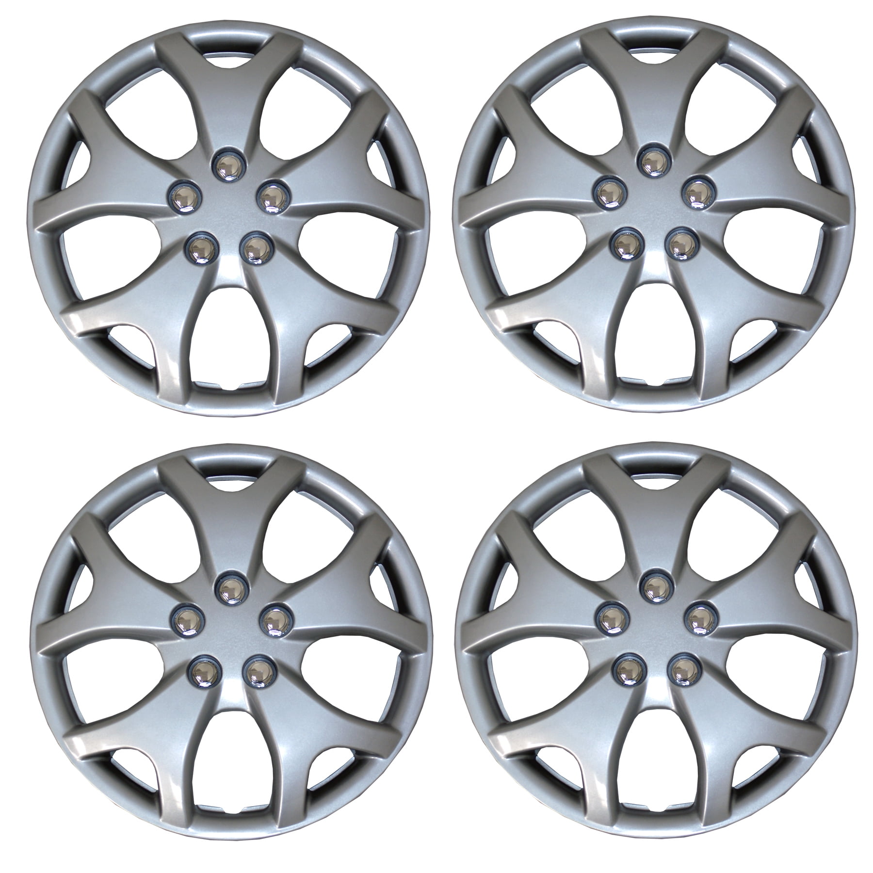 Set of 4 Metallic Silver Hubcaps 14" WSC3618S14 Hub Caps Wheel Skin