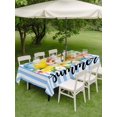 thumbnail image 4 of Outdoor Tablecloth with Umbrella Hole for Patio/Picnic/Party/Camping, Lemons Coastal Waterproof Table Cloth Rectangle Table Cover Washable, Summer Botanical Floral Striped Farmhouse (60"x 102"), 4 of 8