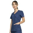 thumbnail image 3 of Cherokee Workwear Scrubs Top for Women Mock Wrap WW650, XXS, Navy, 3 of 6