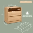 thumbnail image 2 of 25 Tall Modern Nightstand with Charging 23.6 Wide Wood Bedside Table 2 Storage Drawers Large Mid Century End Table for Bedroom and Living Room Curved Profile Natural Oak, 2 of 6