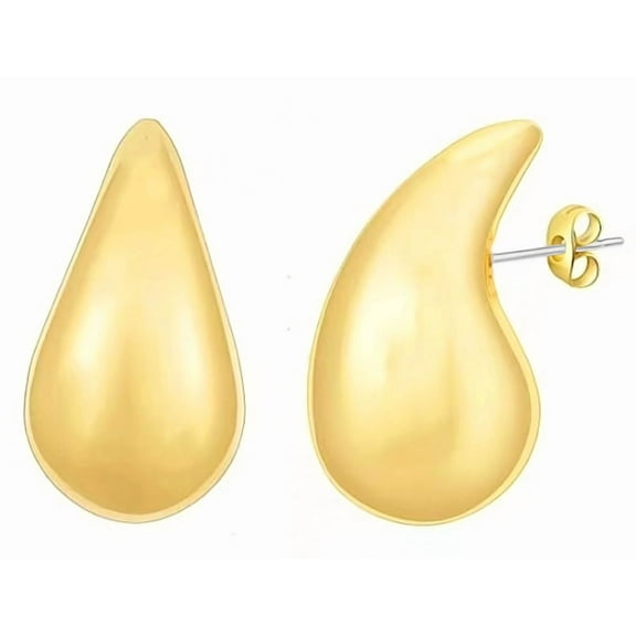 Amy and Annette 18 K Gold Plated Chunky Hoop Drop Earrings Lightweight Waterdrop/Teardrop  Earring