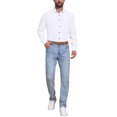 thumbnail image 2 of INSPIRE CHIC Men's Solid Color Button Down Long Sleeves Stretch Business Dress Shirt M White, 2 of 5