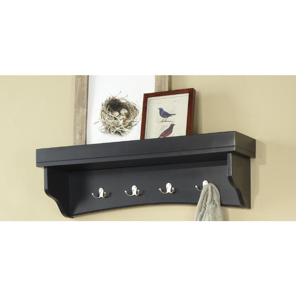 Shaker Cottage Tray Shelf Coat Hook with Cabinet Bench Set, Charcoal Gray