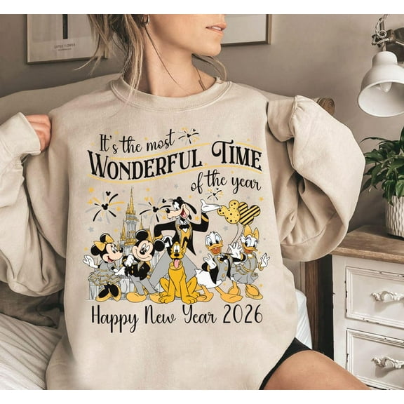 Disney Mickey and Friends Happy New Year Sweatshirt, The Most Wonderful Time of the Year Disney Happy New Year Tee, New Year 2026 Family Shirt