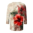 thumbnail image 4 of Women's Graphic Shirts Flower Pattern Print Tops Casual 3/4 Sleeve Summer Tops Holiday Tee Shirt Multicolor XL, 4 of 5