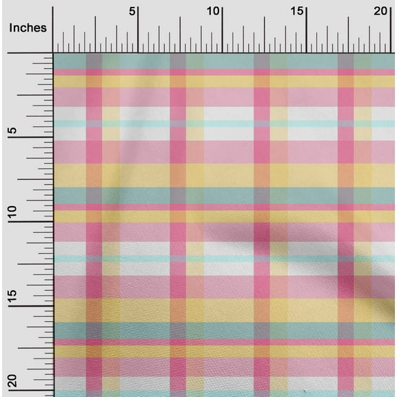 oneOone Cotton Poplin Twill White Fabric Madras Check Fabric For Sewing Printed Craft Fabric By The Yard 56 Inches Wide