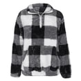 thumbnail image 7 of Stichou Womens Plaid Sweatshirt Sherpa Quarter Zip Pullover Fall Winter 2025 Long Sleeve Fleece Sweaters Hoodies Black M, 7 of 7