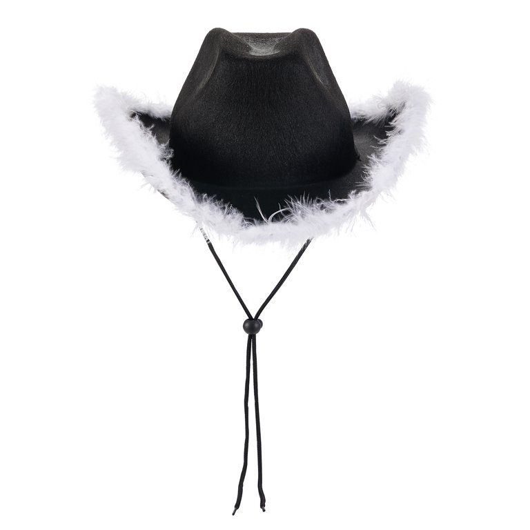 Cowboy Hat for Women Men Fluffy Feather Wide Brim Hats Felt  display picture 3