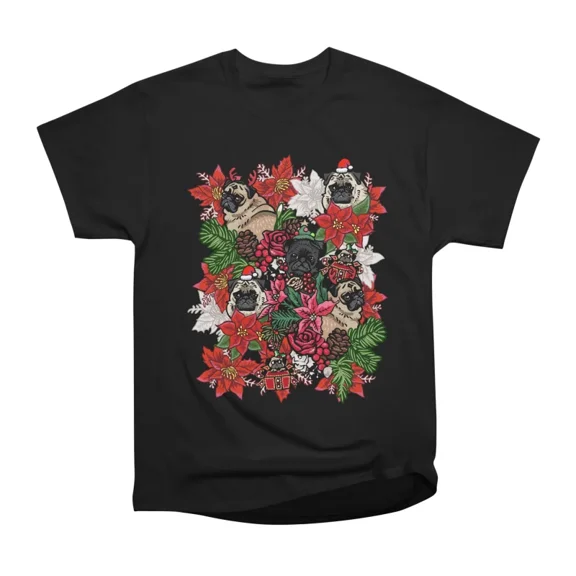 Because Xmas Pug T-Shirt Tee Gift For Him Merch For Her Apparel For Friend