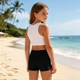 thumbnail image 4 of Tfken Girls Swimsuit Set Outfits Summer Swim Beach 2 Piece Sleeveless Vest With Swimming Trunks Set Swimwear Quick-Dry Kids Comfortable Bathing Suits Size 7-8 Years Black, 4 of 6
