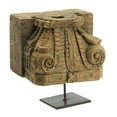thumbnail image 2 of CC Home Furnishings Distressed Wooden Pillar Base on Metal Stand - 15.75" - Brown and Black, 2 of 9