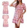 thumbnail image 1 of SAYOO Vestido de cintura alta con cuello en V y estampado de flores para mujer SAYOO  Moda, 1 of 10