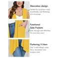 thumbnail image 5 of SHOWMALL Women's Plus Size Summer Shrugs with Pockets Sleeveless High Low Hem Draped Yellow 4X Loose Fit Elegant Blazer Style Boleros Flowy Open Front Lightweight Cardigan, 5 of 8