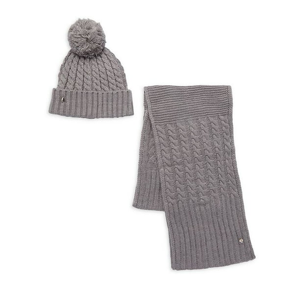 Kate Spade New York Cable-Knit Beanie Hat & Muffler Scarf Set Gray for  Women 