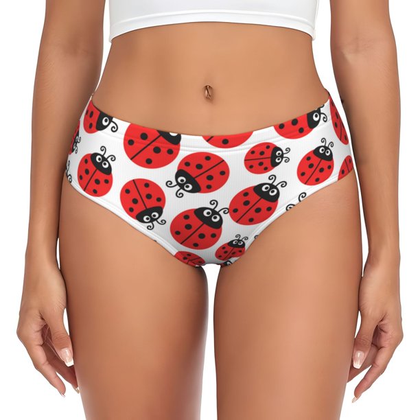 Balery Cartoon Ladybug Ropa Interior de Algodón para Mujer con Dibujo – Braguitas Cómodas y Elásticas, Estilo Clásico-4X-Large