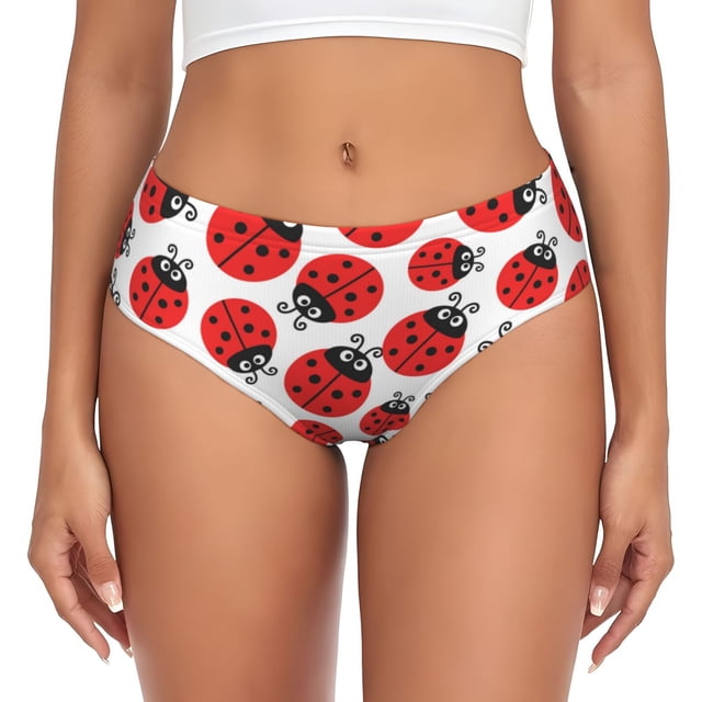 Fotbe Cartoon Ladybug Calzones Estampados para Mujer – Ropa Interior de Algodón, Cómoda, Suave y Elástica-4X-Large