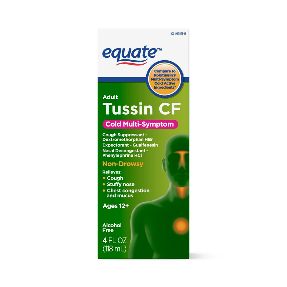 Equate Tussin Cough & Cold, Wild Cherry Flavor; MultiSymptom Cold