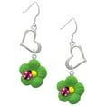 thumbnail image 1 of Delight Jewelry Resin Lime Green Daisy Flower with Hot Pink Ladybug Open Heart French Earrings, 1 of 4
