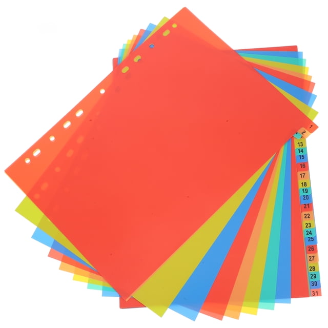Shisuyan 1 Set Loose-leaf Binder Divider Paper Dividers Notepad Dividers Plastic Binder Dividers Notepad Tabs Colored Tabs Colored Page Markers Notepad Index Dividers A4