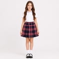 thumbnail image 3 of Uniform Skirts for Girls Toddler Skirts Elastic Plaid Pleated Skirt Athlecic Waistband Built in Shorts Blue,7-8 Years, 3 of 9