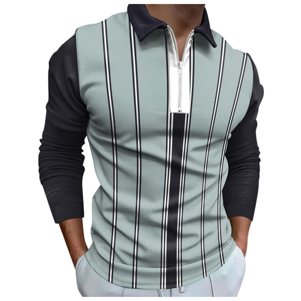 Playeras De Algodon Para Hombre, Camiseta Informal De Otoño A Cuadros, Camiseta De Manga Larga Con Solapa Y Botones