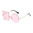 thumbnail image 2 of Letter No Sunglasses Trendy Irregular Sunglasses for Shopping Travel Outdoor Pink, 2 of 8